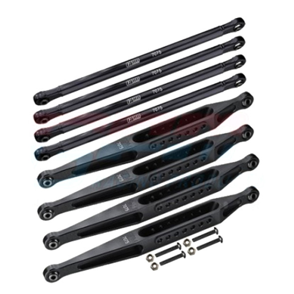 GPM Racing Aluminum 7075-T6 Upper & Lower Link Bar Set Black for 1/8 LMT