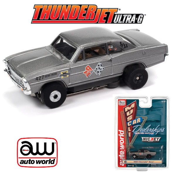 Auto World Thunderjet Nickey - 1966 Chevy Nova Gray Version A HO Slot Car