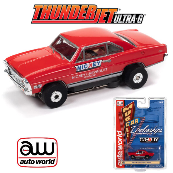 Auto World Thunderjet Nickey - 1966 Chevy Nova Red Version B HO Slot Car