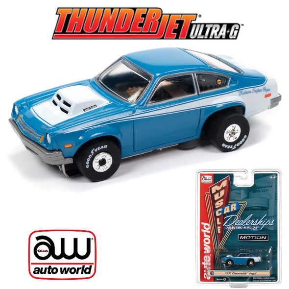 Auto World Thunderjet Baldwin Motion 1971 Chevrolet Vega Blue Version A HO Slot Car