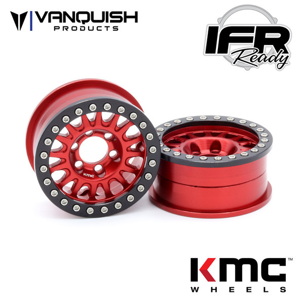 Vanquish VPS07804 1.9 Aluminum KMC KM445 Impact Beadlock Wheels Red (2)