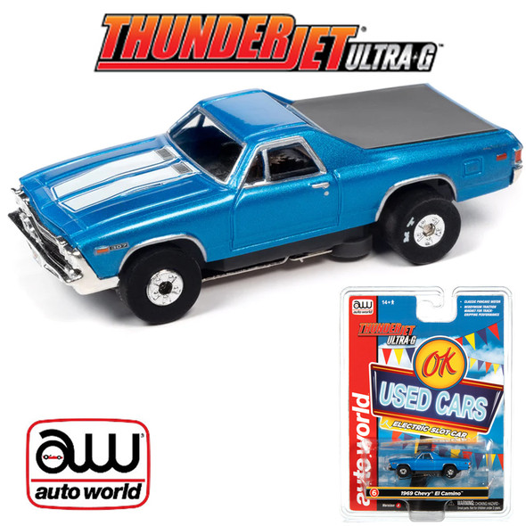 Auto World Thunderjet Ok Used Cars 1969 Chevrolet El Camino Blue HO Slot Car