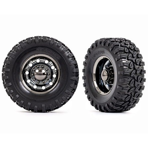 Traxxas 8854X Rear Canyon RT Tires w/Foam Inserts & Black/Chrome Wheels (2) TRX-6