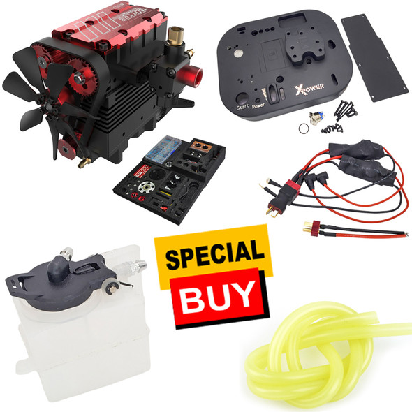 ZOSTER TOYAN V8 Nitro Engine Model HOWIN FS-V800 1:10 28cc Eight-Cylinder  Four-Stroke Water-Cooled Internal Combustion KIT Version for RC Car Boat,  Black Red, 12.34 x 3.2 x 12.73 cm : Toys & Games 