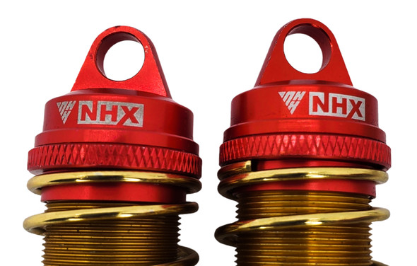 NHX RC Adjustable 143mm Aluminum Shocks (2) for 1/8 Arrma Traxxas Hobao -Red
