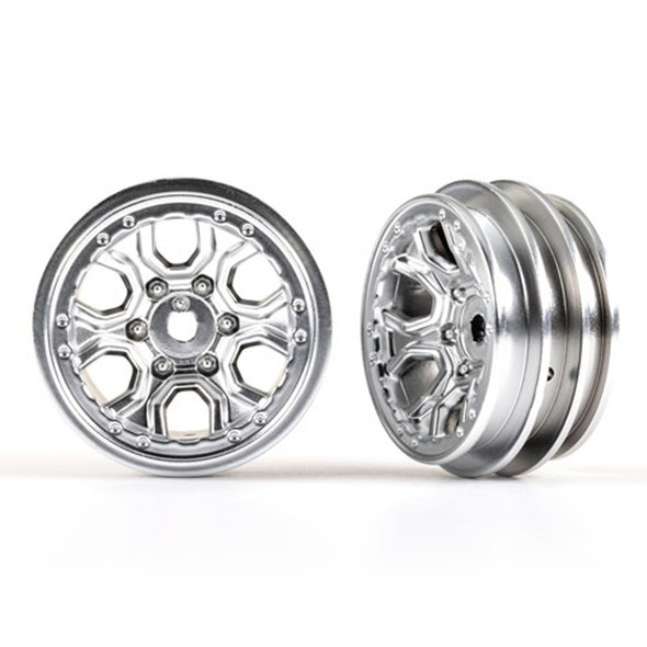 Traxxas 9770-SATIN Multi-Spoke Wheels 1.0'' Satin Chrome (2) for TRX-4M