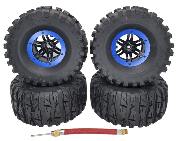 NHX RC P5 2.2" Air Wide Crawler Tires w/ Beadlock Wheel (4) for TRX-4 SCX10 -Black/Blue