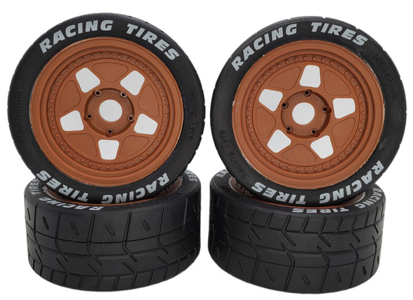 NHX RC 1/8 On Road Racing Tires with Brown 17mm Hex Rims (4) - Arrma Infraction V2 / Felony