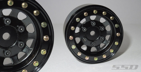 SSD RC SSD00097 1.55" Steel D Hole Beadlock Wheels Black (2)