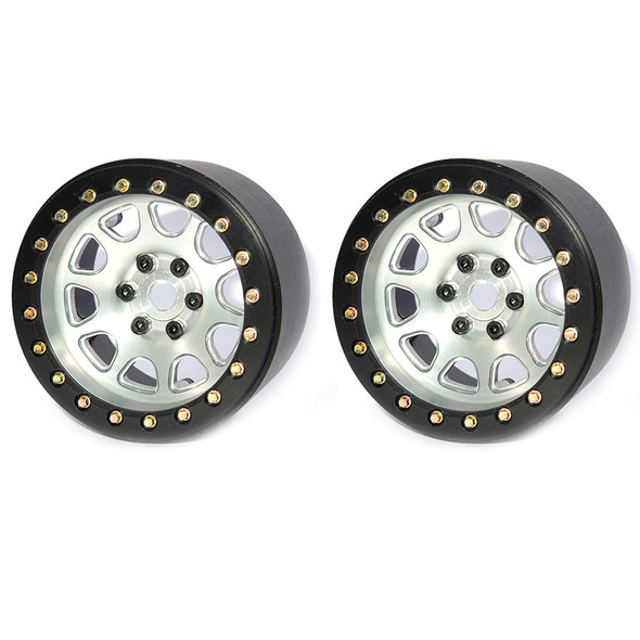 SSD RC SSD00158 2.2" Aluminum D Hole Beadlock Wheels Silver (2)