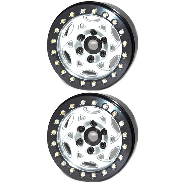 SSD RC SSD00246 Aluminum 1.9" Champion Beadlock Wheels Silver/Black (2)