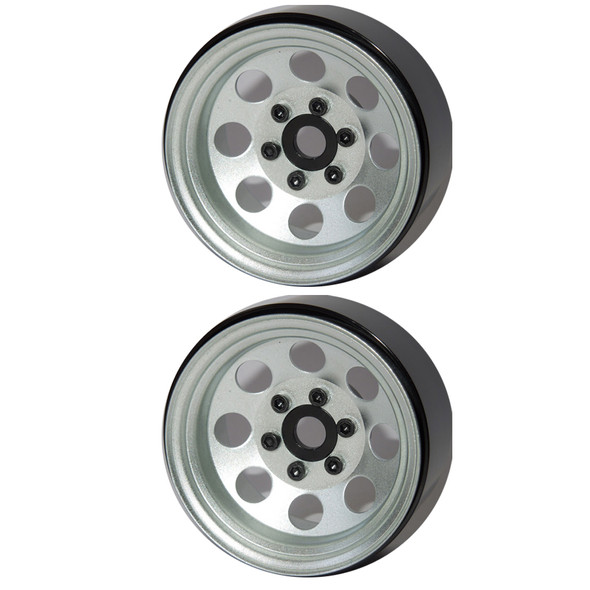 SSD RC SSD00266 Aluminum 1.9" 8 Hole Beadlock Wheels Silver (2)