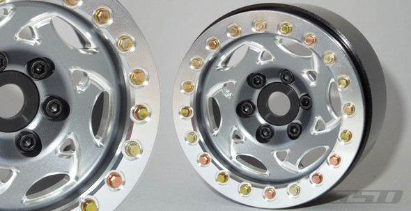 SSD RC SSD00402 Aluminum 1.9" Champion Beadlock Wheels Grey/Silver (2)