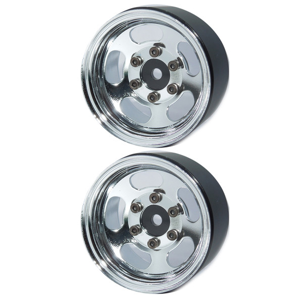 SSD RC SSD00475 Aluminum 1.55" Steel Slot Beadlock Wheels Chrome (2)