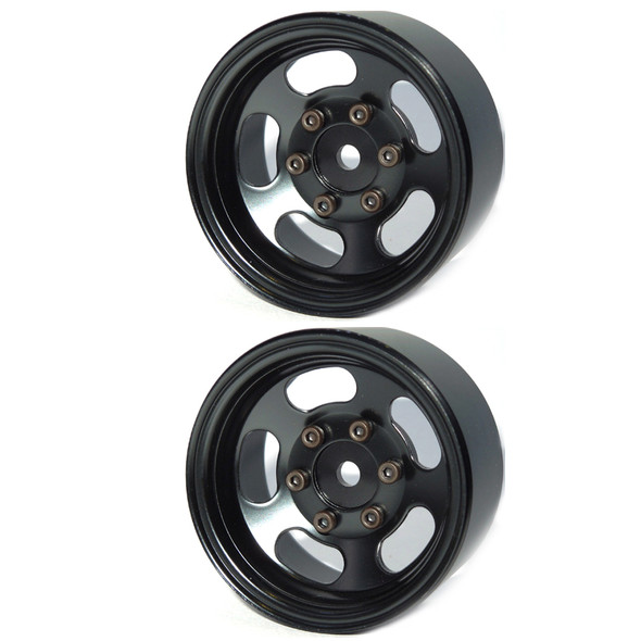 SSD RC SSD00478 Aluminum 1.55" Steel Slot Beadlock Wheels Black (2)