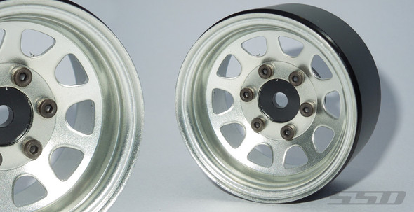 SSD RC SSD00486 Aluminum 1.55" Steel D Hole Beadlock Wheels Silver (2)