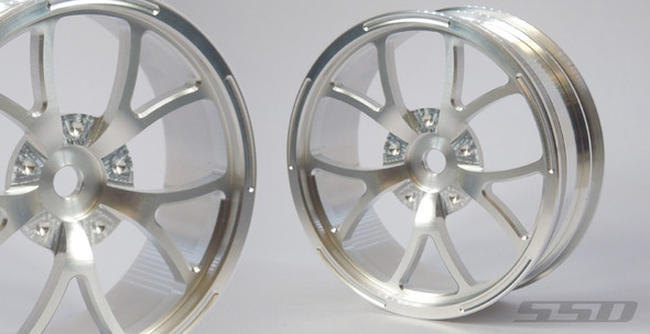 SSD RC SSD00516 Aluminum 2.2" Y Spoke Drag Front Wheels Silver (2)