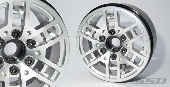 SSD RC SSD00531 Aluminum 1.9" Toycoma Beadlock Wheels Silver (2)