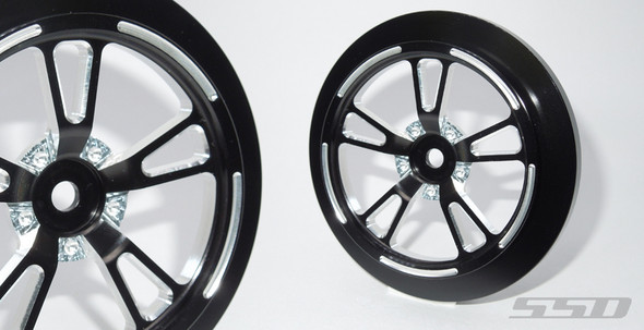 SSD RC SSD00533 2.2" / 2.7" Aluminum V Spoke Narrow Drag Front Wheels Black (2)