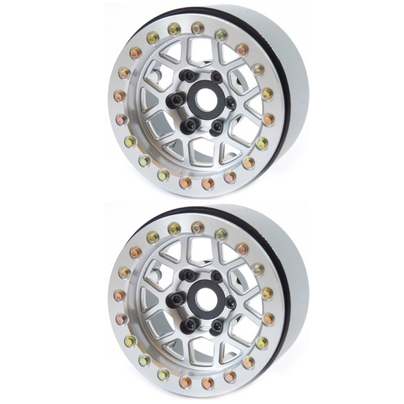 SSD RC SSD00542 Aluminum 1.9" Boxer Beadlock Wheels Silver (2)