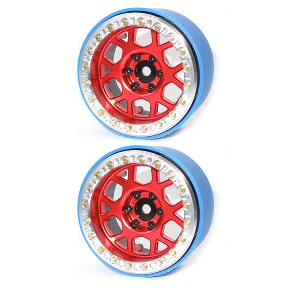 SSD RC SSD00565 Aluminum 2.2" Boxer PL Beadlock Wheels Red (2)