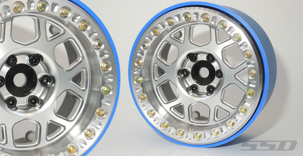 SSD RC SSD00569 Aluminum 2.2" Boxer PL Beadlock Wheels Silver (2)