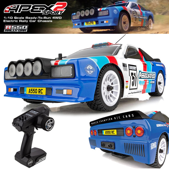 Associated 30126 1/10 Apex2 Sport A550 4WD Electric Rally Car RTR Associated 30126 1/10 Apex2 Sport A550 4WD Electric Rally Car RTR