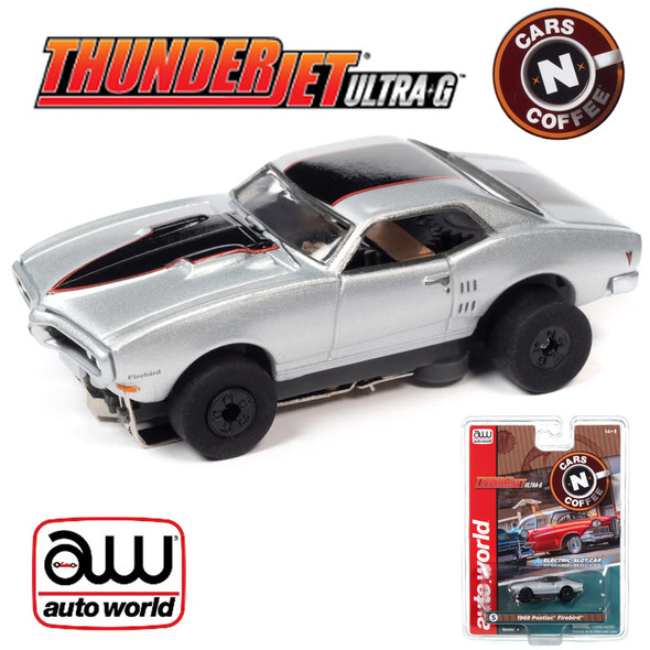 Auto World Thunderjet 1968 Pontiac Firebird Silver HO Scale Slot Car