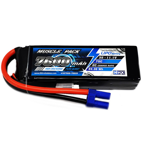 NHX Muscle Pack 3S 11.1V 7600mAh 75C Lipo Battery : KRATON 4x4 4S BLX