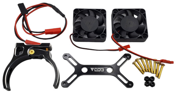 NHX RC 1/5 Twin 40mm Motor Cooling Fans with Clamp-on Alum Mount  -Black