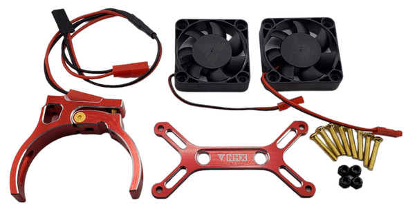 NHX RC 1/5 Twin 40mm Motor Cooling Fans with Clamp-on Alum Mount  -Red