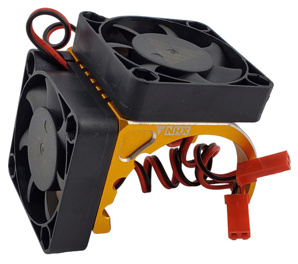 NHX RC 1/8 Side Mount Alum Heatsink with Twin 40mm Cooling Fans  -Gold