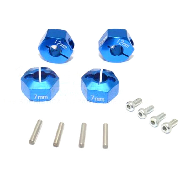 GPM Aluminum Hex Adapters 7mm Thick Blue for Traxxas Ford GT 4-Tec 2.0 / 3.0