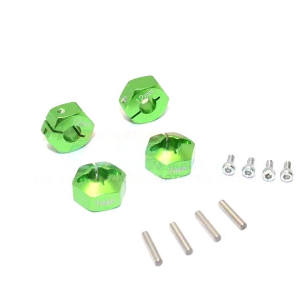 GPM Aluminum Hex Adapters 7mm Thick Green for Traxxas Ford GT 4-Tec 2.0 / 3.0