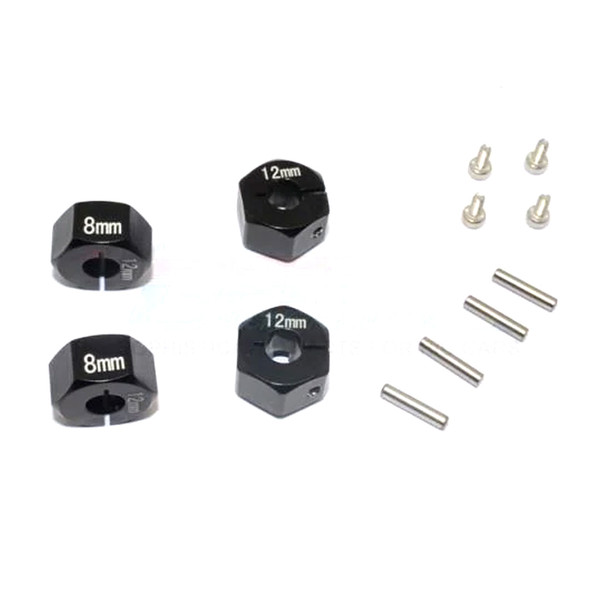GPM Aluminum Hex Adapters 8mm Thick Black for Traxxas Ford GT 4-Tec 2.0 / 3.0