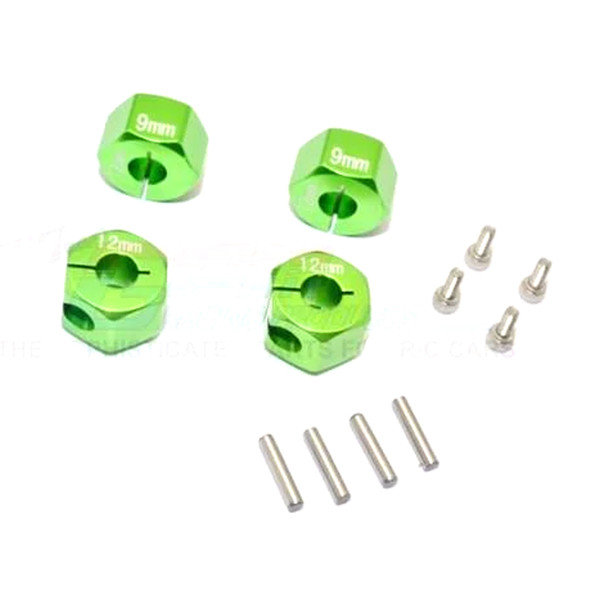 GPM Aluminum Hex Adapters 9mm Thick Green for Traxxas Ford GT 4-Tec 2.0 / 3.0