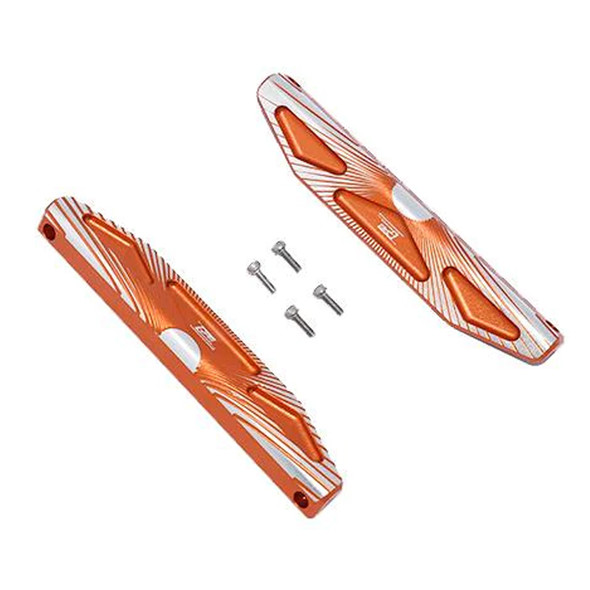 GPM Alum Chassis Nerf Bars (Silver Inlay Version) Orange for Traxxas Hoss 4X4 VXL