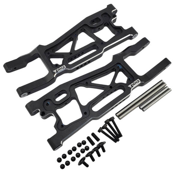 NHX RC Aluminum Front Suspension Arms (2) for 1/8 Traxxas Sledge -Black