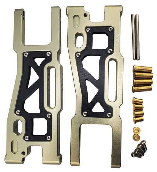 NHX RC 7075 Aluminum Front Suspension Arms with Carbon Fiber (2) for 1/8 Sledge -Bronze