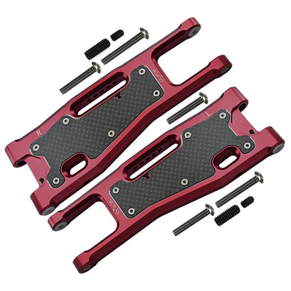 GPM Alum Front Lower Arms Red + Carbon Fiber Dust-Proof Protection Plate for 1/8 Sledge