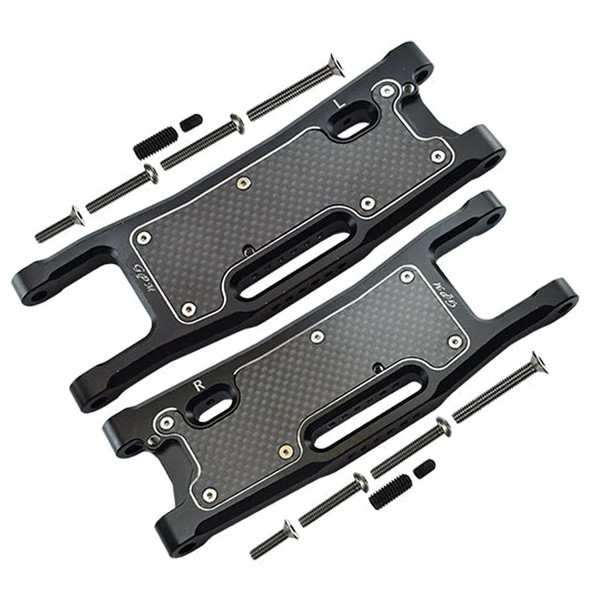 GPM Alum Rear Lower Arms Black + Carbon Fiber Dust-Proof Protection Plate for 1/8 Sledge