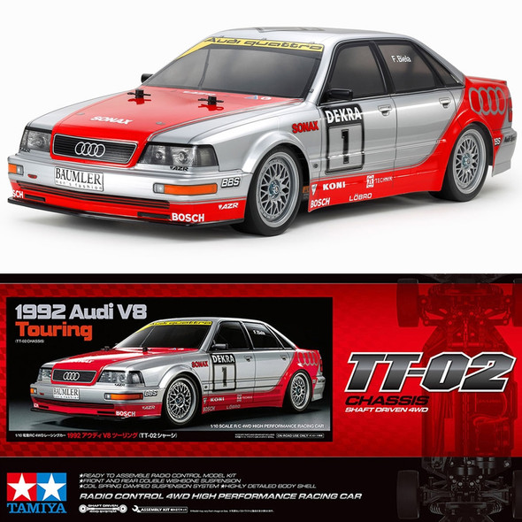 Tamiya 58699-60A RC 1/10 4WD1992 AUDI V8 TT02 On Road Touring Car Kit