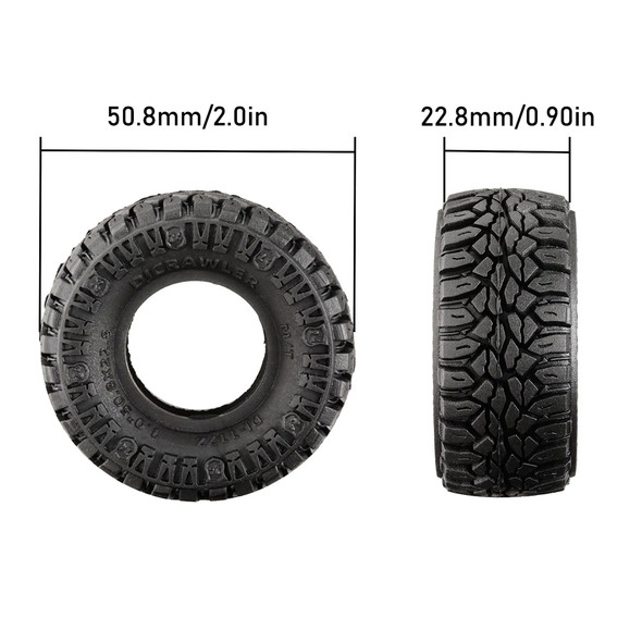 GPM 1.0 Inch Adhesive Crawler Rubber Tires w/ Foam Inserts (4) for TRX4M / SCX24