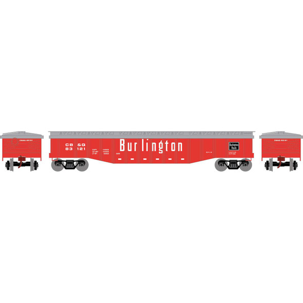 Athearn RND82107 50' Covered Gondola - CB&Q Burlington #83121 Freight Car HO Scale