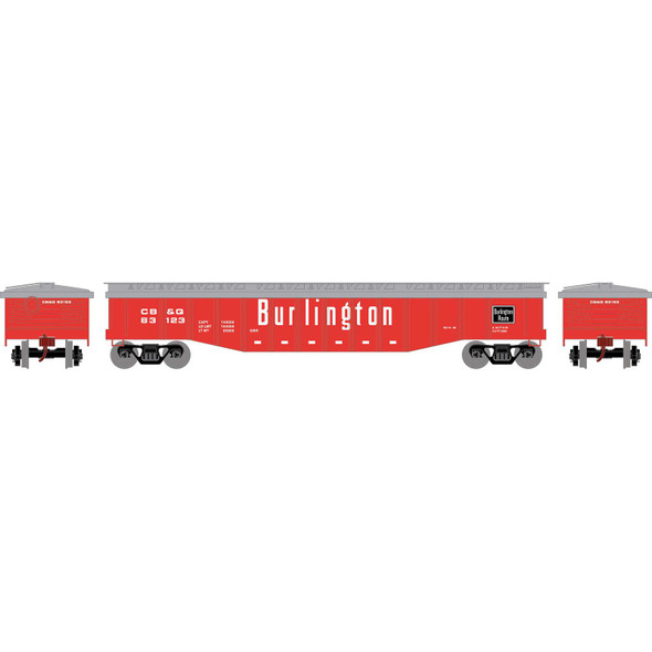 Athearn RND82108 50' Covered Gondola - CB&Q Burlington #83123 Freight Car HO Scale