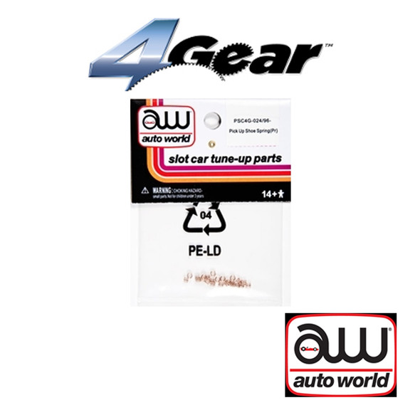 Auto World 4Gear Pick Up Shoe Spring (Pair) (12) Pack : 1:64 / HO Scale Slot Car