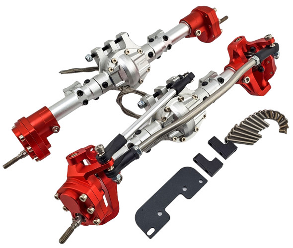 NHX RC Alum Portal Axle w/ Diff Lockers HD Gears Truss Steering Knuckle For Axial SCX10 I / II / III -SLR