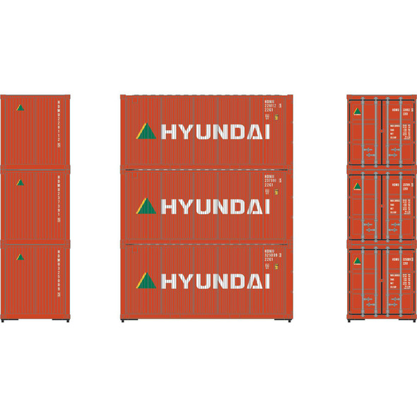 Athearn ATH27783 20' Corrugated Container - Hyundai  #1 (3 Pack) HO Scale