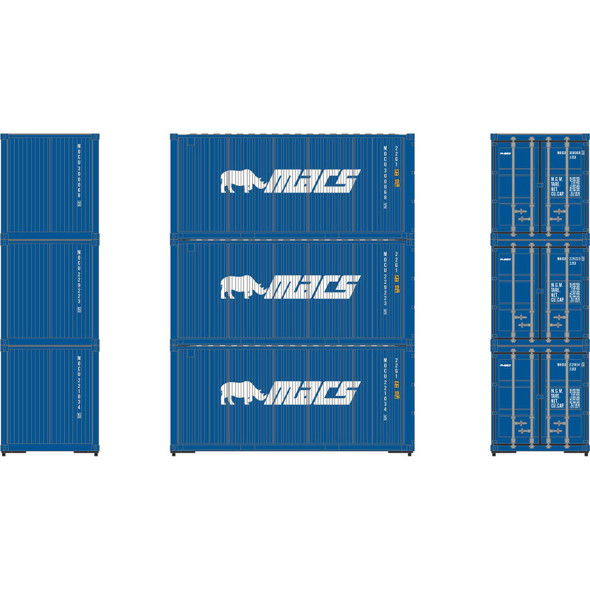 Athearn ATH27790 20' Corrugated Container - MACS  #2 (3 Pack) HO Scale