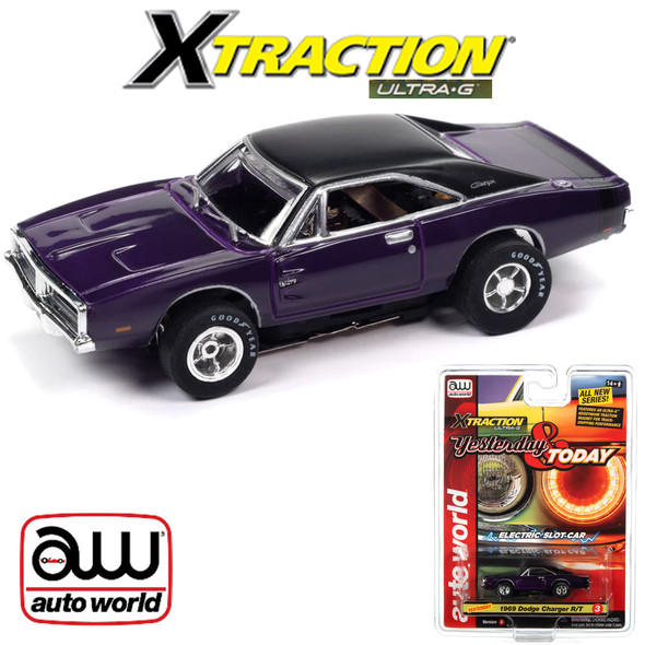 Auto World Xtraction Yesterday 1969 Dodge Charger R/T Purple HO Slot Car